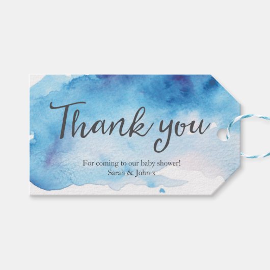 サンキューラベル |メッセージカード |水色（青） ギフトタグ (正面(横))