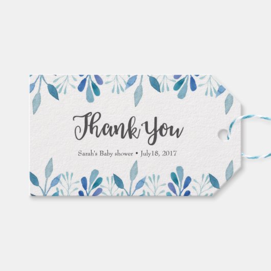 サンキューラベル |メッセージカード |水色（青） ギフトタグ (正面(横))