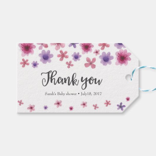 サンキューラベル |メッセージカード |紫色の花 ギフトタグ (正面(横))