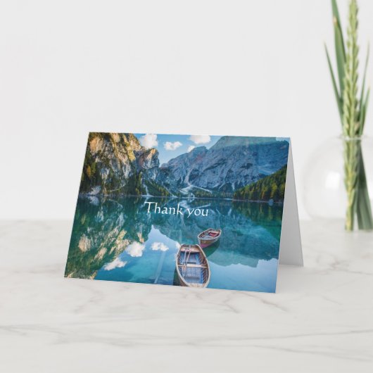 サンキューランドスケープマウンテンレイクボート聖なる書物、 経典 カード (正面)