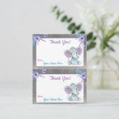 サンキューレター ページ２ パープル ティール ピーナッツ エレファント 招待状 (スタンド正面)