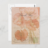 サンキューレッドピンクポピーヴィンテージスタイルコラージュ ポストカード (正面/裏面)