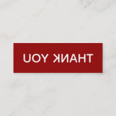 サンキューレッドホワイトタイポグラフィ感謝 スキニー名刺 (裏面)