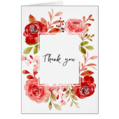 サンキューレッドローズピンク牡丹フローラフレームカード (正面)