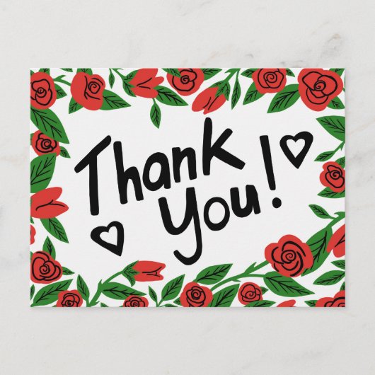 サンキューレッドローゼフレームカスタムフローラ ポストカード (正面)