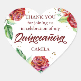 サンキューレッド金ゴールドフローラ水彩キンセアニェラ ハートシール