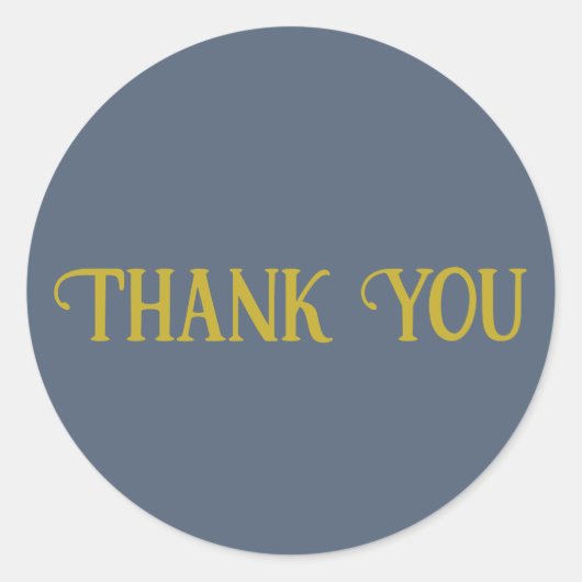 サンキューレトロブルー無地のカラープレーン ラウンドシール (正面)