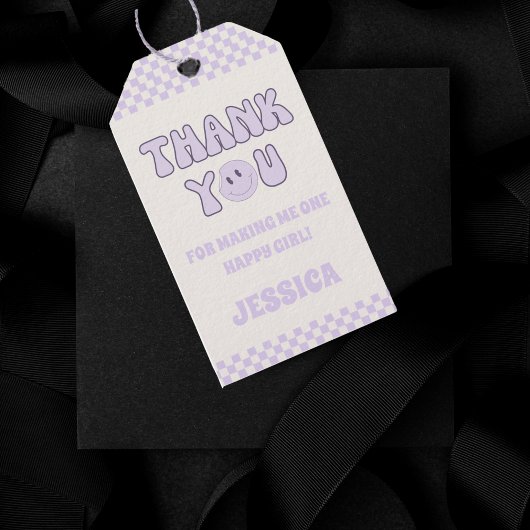 サンキューレトロGroovy 1stバースデーパーティーのお願い ギフトタグ