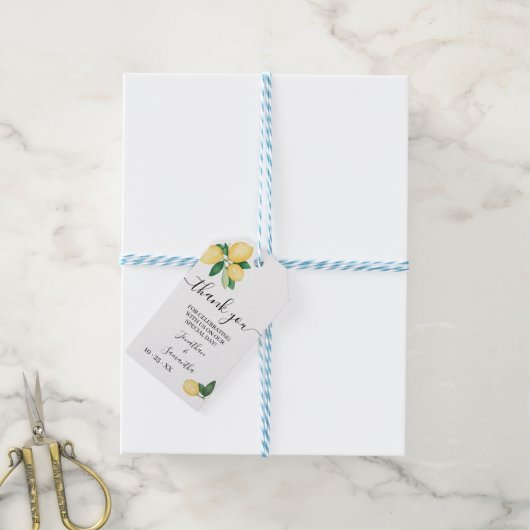 サンキューレモンブライダルウェディングシャワーメッセージカード ギフトタグ (より糸付き)