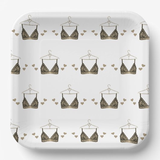 サンキューレースウォーターカラーランジェリーブライダルシャワー ペーパープレート (正面)