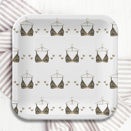 サンキューレースウォーターカラーランジェリーブライダルシャワー ペーパープレート