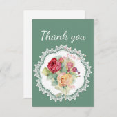 サンキューレース&ローズブーケガーデンフラワー サンキューカード (正面/裏面)