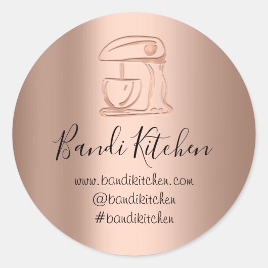 サンキューロゴキッチン料理ベーカリー金ゴールドバラ ラウンドシール (正面)