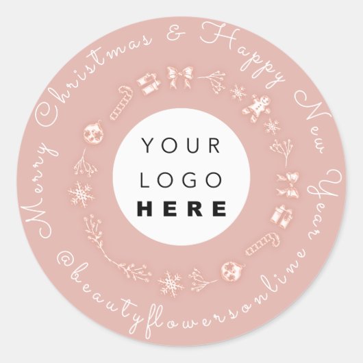 サンキューロゴクリスマスツリーメリークリスマス ラウンドシール (正面)