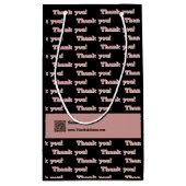 サンキューロゴモットヘアサロンQRコードブラックピンク スモールペーパーバッグ (裏面)