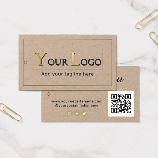 サンキューロゴQRコードクラフト衣類つるラベル (オフィス)