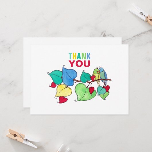 サンキューロバはっきりしたバードカラフルイラストレーション カード (正面/裏面インサイチュ)