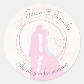 サンキューロマンチックな夢のようなピンクの結婚式用シール ラウンドシール (正面)