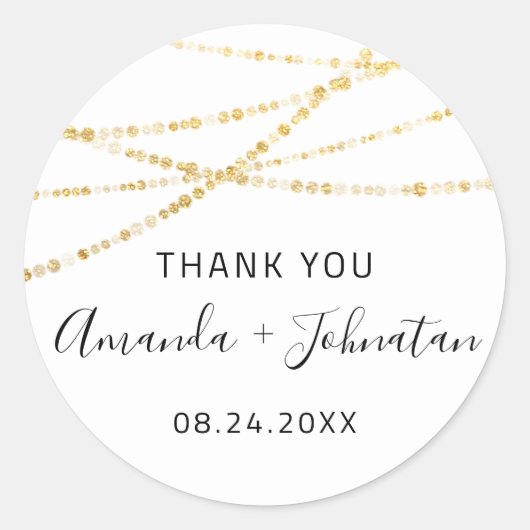 サンキューローズ ネームデート ホワイト ゴールデン ライツ シンプリー ラウンドシール (正面)