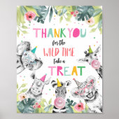 サンキューワイルドタイムサファリパーティー動物のサイン ポスター (正面)