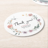 サンキューワイルドフラワー春ベビーシャワー ラウンドペーパーコースター (アングル)