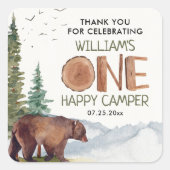 サンキューワンハッピーキャンパー誕生日 スクエアシール (正面)