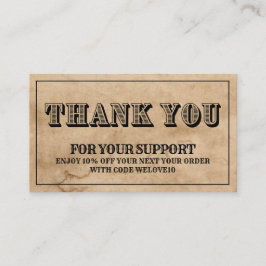 サンキューヴィンテージウエスタン紙インスタグラムディスカウント 名刺