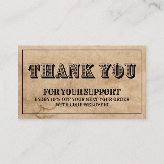 サンキューヴィンテージウエスタン紙インスタグラムディスカウント 名刺 (正面)