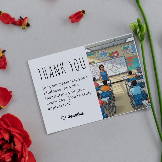 サンキュー先生カードエレガント評価デザイン サンキューカード