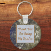 サンキュー先生ブルー金ゴールド抽象芸術評価 キーホルダー (正面)