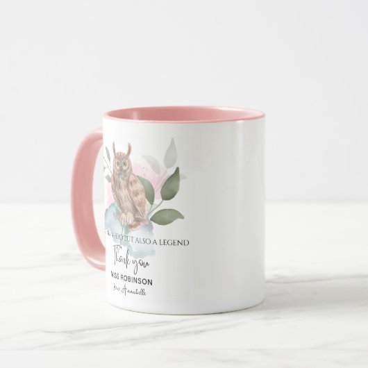 サンキュー先生モダンウォーターカラーフクロウ マグカップ (正面左)