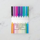 サンキュー先生レインボークレヨン サンキューカード (内部)