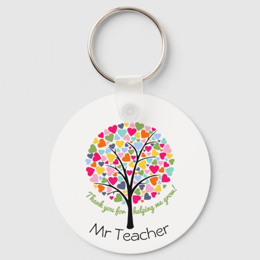 サンキュー先生レインボーハートツリーギフト キーホルダー (正面)