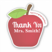 サンキュー先生レッドアップルパーソナライズされた シール (正面)