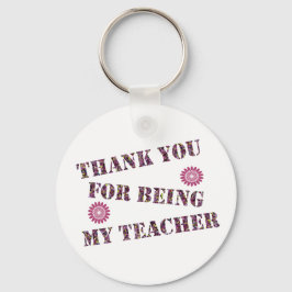 サンキュー先生感謝ピンクフラワーフローラ キーホルダー