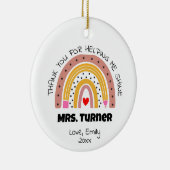 サンキュー先生感謝レインボー名前をカスタムする セラミックオーナメント (右)