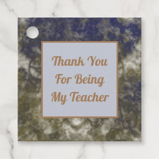 サンキュー先生抽象芸術金ゴールドブルー フェイバータグ (正面)