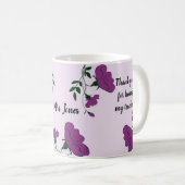 サンキュー先生紫フローラ感謝 コーヒーマグカップ (正面右)