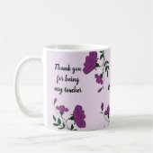 サンキュー先生紫フローラ感謝 コーヒーマグカップ (左)