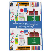 サンキュー先生鑑賞学校ブルー ミディアムペーパーバッグ (正面)