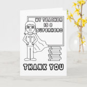 サンキュー先生 – スーパーヒーローカードに私をカラー  カード (黄色い花)