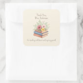 サンキュー先生 – 水彩の本&花 – スクエアシール (バッグ)