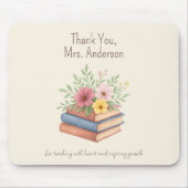 サンキュー先生 – 水彩の本&花 –  マウスパッド (正面)