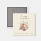 サンキュー先生 – 水彩の本&花 –  マグネット (正面/裏面)