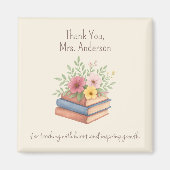 サンキュー先生 – 水彩の本&花 –  マグネット (正面)