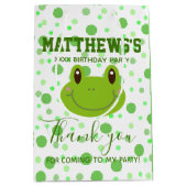 サンキュー子供の誕生日カエルテーマのお気に入り ミディアムペーパーバッグ (正面)