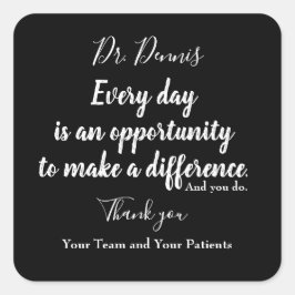 サンキュー引用文医療白黒タイポグラフィ スクエアシール