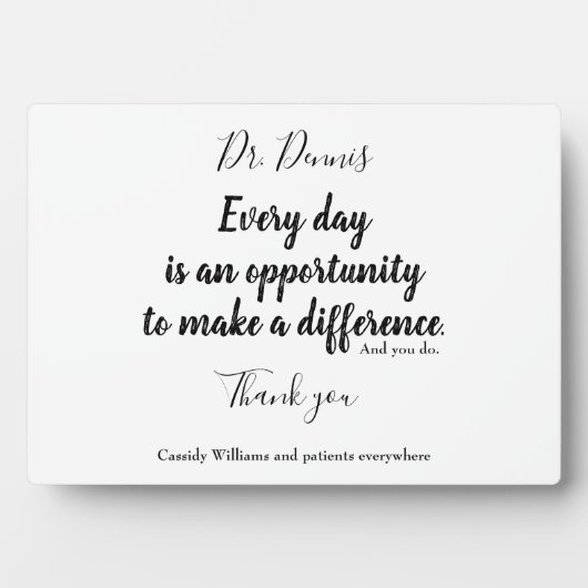 サンキュー引用文医療白黒タイポグラフィ フォトプラーク (正面)