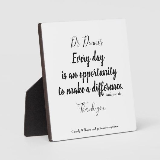 サンキュー引用文医療白黒タイポグラフィ フォトプラーク (正面)