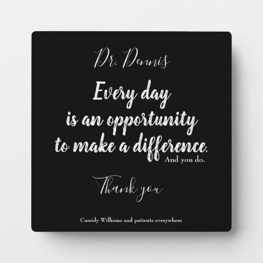 サンキュー引用文医療白黒タイポグラフィ フォトプラーク (正面)